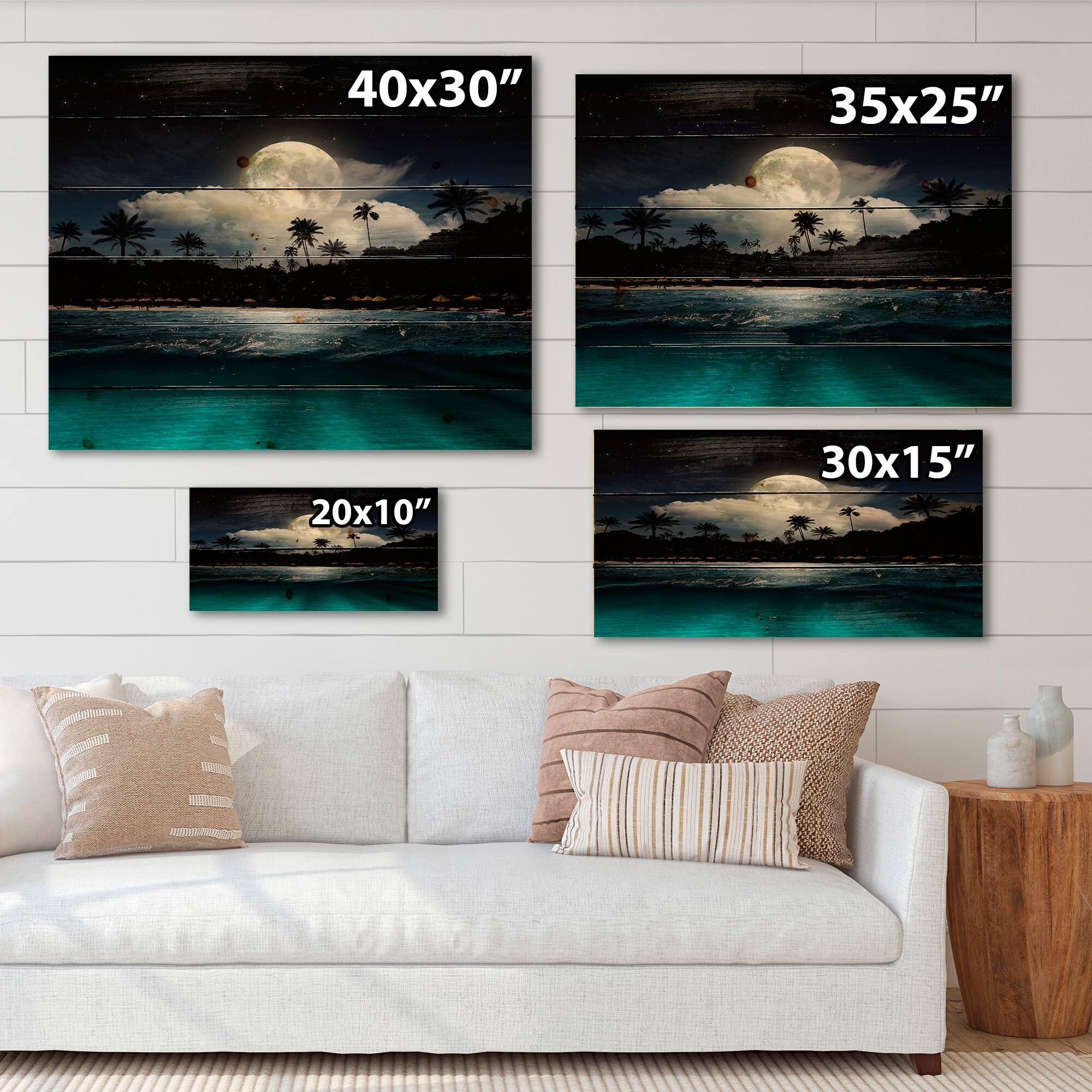 Designart - Fishing Boat Under Tropical Full Moon